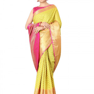 Women's Woven Banarasi Silk Saree with Blouse Piece