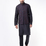 Midnight Blue Kurta Set With Nehru Jacket