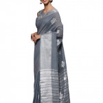 Women's Tissue Silk Silver Saree With Blouse Piece