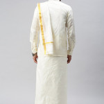 Men Cream-Coloured Solid Pure Silk Dhoti