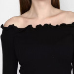 Casual Regular Sleeves Solid Women Black Top