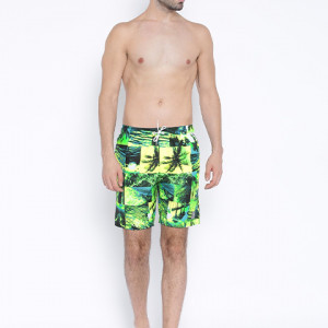 Green Printed Swim Shorts