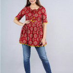 Casual Regular Sleeves Floral Print Women Maroon Top