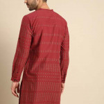 Men Red & Green Printed Kurta