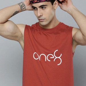 Men Red & White Printed T-shirt