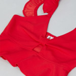 Women Red Solid Two-Piece Swim Set