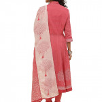 Solid Cotton Mandarin Womens Salwar Kurta Dupatta Set