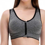 Women's Front Zipper Lightly Padded Non-Wired Sports Bra with Removable Pads