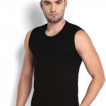 Men Black Solid Gym Vest