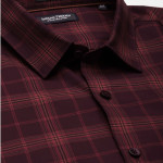 Men Maroon Pure Cotton Slim Fit Checked Casual Shirt