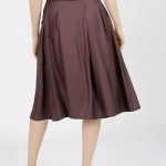 Women Solid Flared Brown Skirt